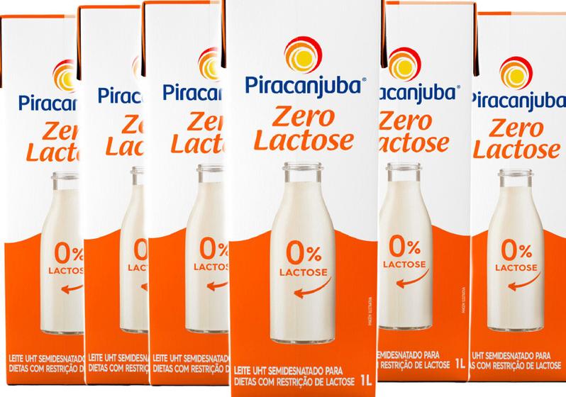 Imagem de Pack 6x Leite UHT Semidesnatado Zero Lactose Piracanjuba 1l