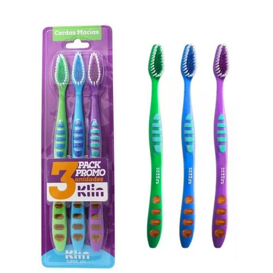 Imagem de Pack c/ 3un Escova de Dente Cerdas Macia  Super Joy Klin