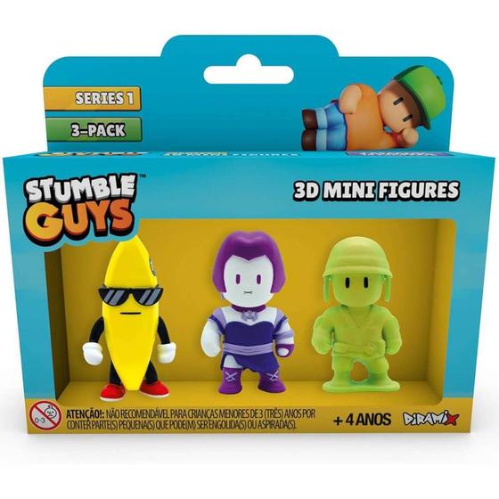 Imagem de Pack com 3 mini figuras stumble guys banana guy / lilith nightshade / army man estrela