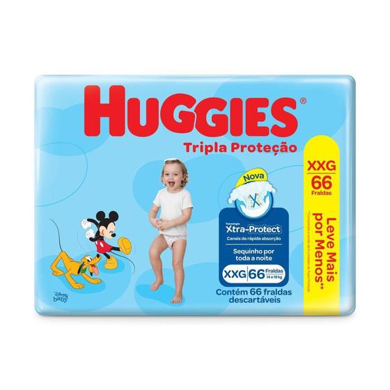 Pack Com 3 Pacotes De Fralda Huggies Tripla Protecao Tam XXG Hiper 66 Unidades Menor preço em Pack Com 3 Pacotes De Fralda Huggies Tripla Protecao Tam XXG Hiper 66 Unidades