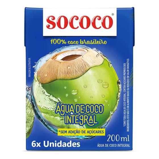 Imagem de Pack Com 6x Águas de Coco Integral Sococo Caixa 200ml