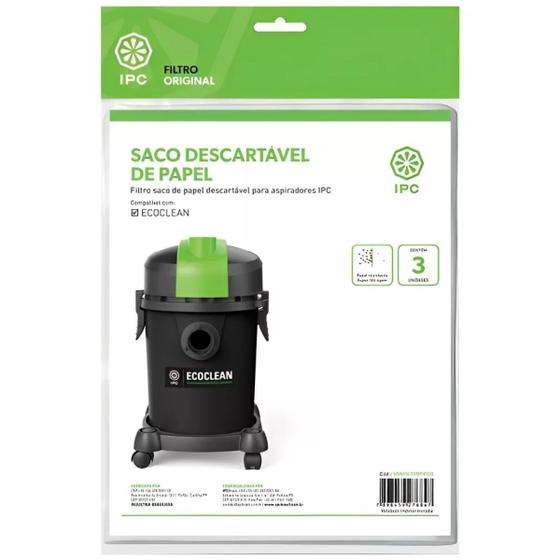 Imagem de Pack de Saco Descartável de Papel p/ Ecoclean IPC (3 Un.)