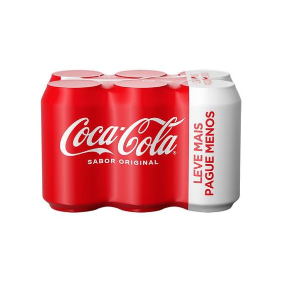 Pack Refrigerante Coca-Cola Original Lata 6 Unidades 350ml Cada Leve Mais Pague Menos - Coca Cola Menor preço em Pack Refrigerante Coca-Cola Original Lata 6 Unidades 350ml Cada Leve Mais Pague Menos - Coca Cola