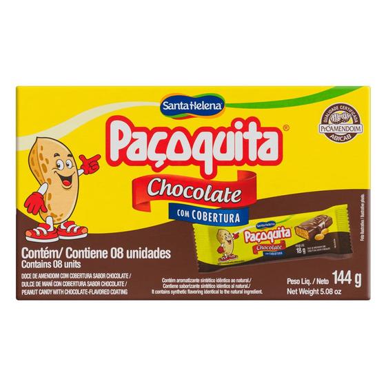 Paçoquita Santa Helena com Cobertura Chocolate 144g Paçoca Magazine