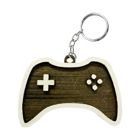 Imagem de Pacote 10 Chaveiro 3d Controle Gamer Com Argola 5x3,5cm Mdf Madeira Decorada