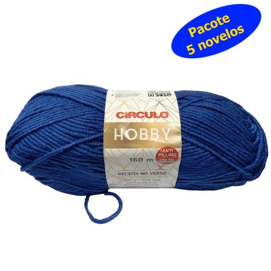 Imagem de Pacote 5 Lã Circulo Hobby 100g (fio macio e anti-pilling) Cor 0512-Azul Bic