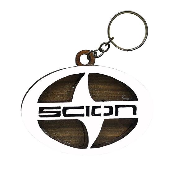 Imagem de Pacote 50 Chaveiros 3d Marca Scion com Argola 4cm Mdf Madeira Decorada