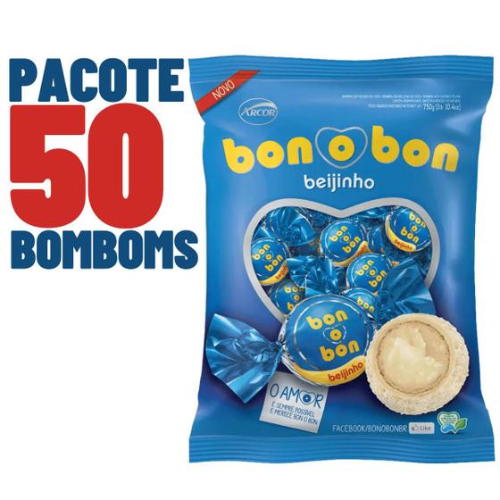 Imagem de Pacote Bombom Bonobon Beijinho Com 50 Unidades - Arcor
