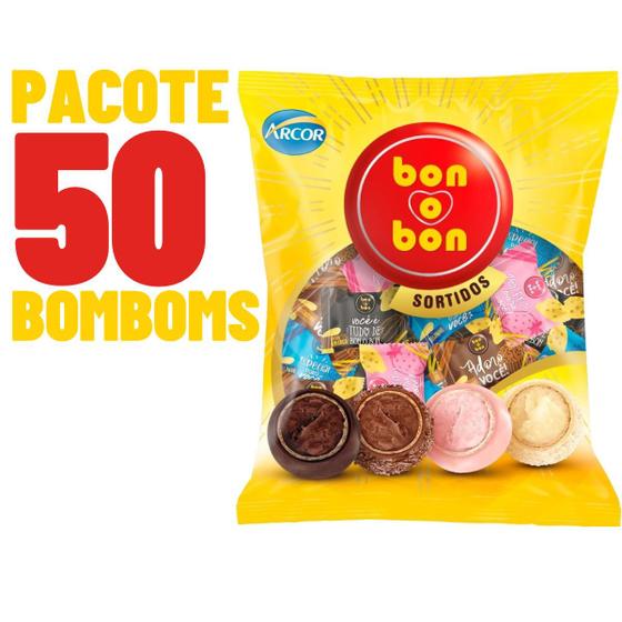 Imagem de Pacote Bombom Bonobon Sortidos Com 50 Unidades - Arcor