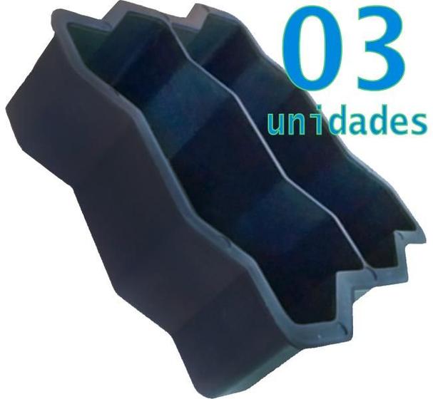 Imagem de Pacote com 03 Formas Plástica Dupla Para Bloquete 16 Faces Intertravado 06cm - 24x10x06
