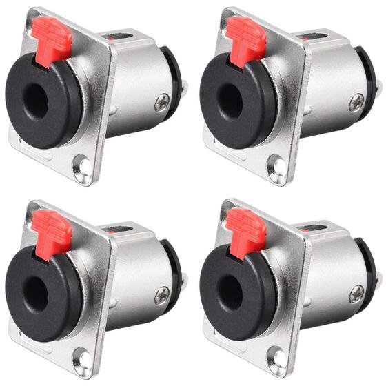 Imagem de Pacote Com 04 Conector Painel Jack P10 Com Trava Cromado