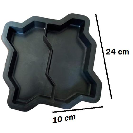 Imagem de Pacote com 05 Formas Plástica Dupla Para Bloquete 16 Faces Intertravado 06cm - 24x10x06