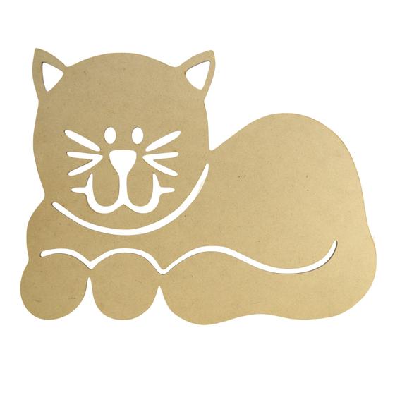 Imagem de Pacote Com 10 Aplique Gato Enfeite Decoração G 34x32 Laser Mdf Madeira