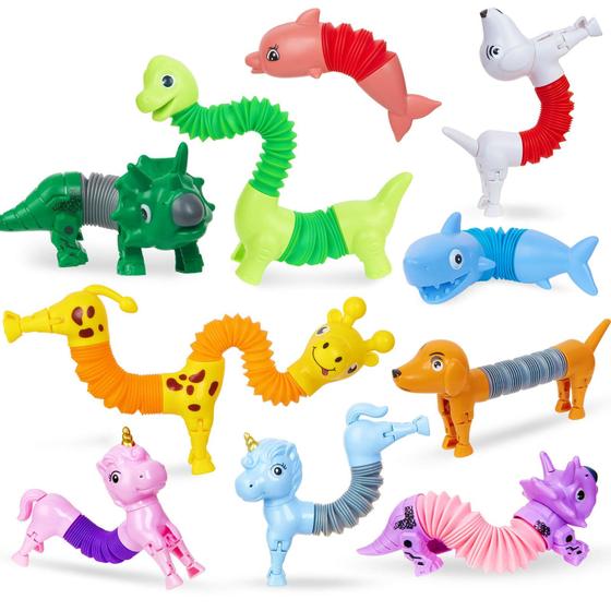 Imagem de Pacote com 10 tubos Fidget Toys Kabvry Animal Pop para crianças pequenas