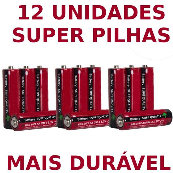 Pacote Com 12 Unidades De Pilha Comum AA Normal Alta Qualidade Super Hyper Kit:12 Unidades - ATURN SHOP Menor preço em Pacote Com 12 Unidades De Pilha Comum AA Normal Alta Qualidade Super Hyper Kit:12 Unidades - ATURN SHOP
