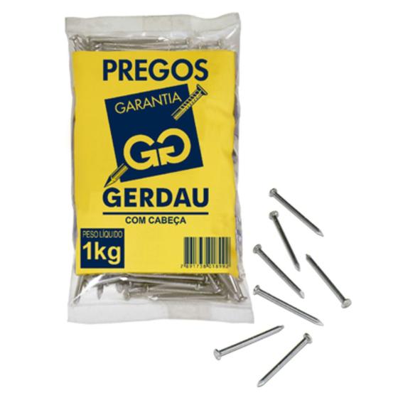 Imagem de Pacote com 1kg de Prego com Cabeça 17x21cm Gerdau