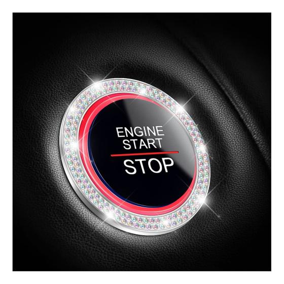 Imagem de Pacote com 2 adesivos Car Bling Crystal Rhinestone Engine Start Ring