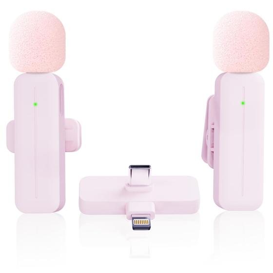 Imagem de Pacote com 2 microfones de lapela sem fio Mini Lavalier para iPhone