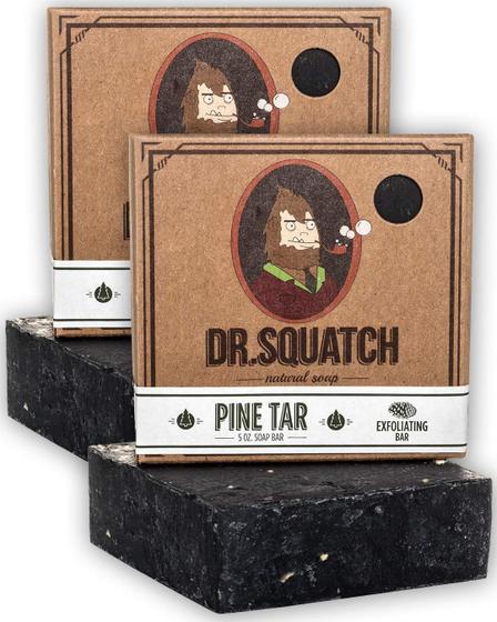 Imagem de Pacote com 2 pacotes de sabão Dr. Squatch Pine Tar para homens