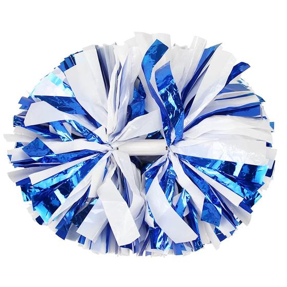 Imagem de Pacote com 2 pompons Cheerleading Hooshing em azul e branco