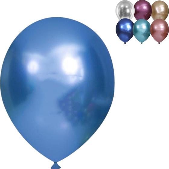 Imagem de Pacote Com 25 Balões Bexiga Cromado, Balões 5 Polegadas, Balão Metalizado Brilhante