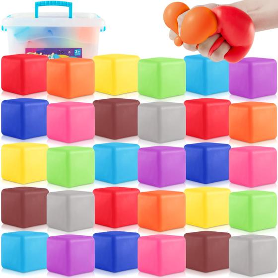 Imagem de Pacote com 30 Fidget Stress Cube Viroucal Slow Rising com bola
