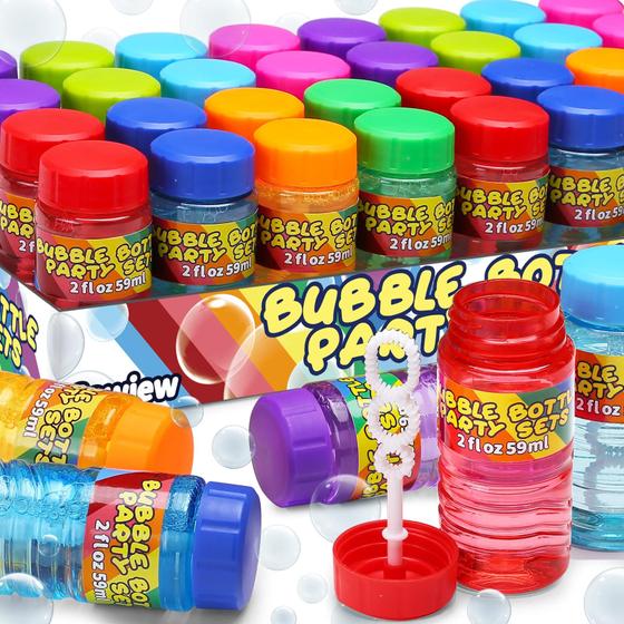 Imagem de Pacote com 32 Garrafas de Bubble Cawiew para Crianças - com Varinha e Caixa de Presente