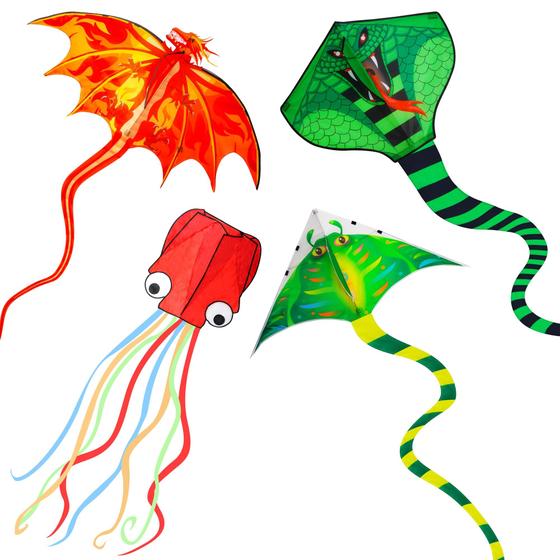 Imagem de Pacote com 4 pipas Crogift Fire Dragon, Green Snake e Devil Fish