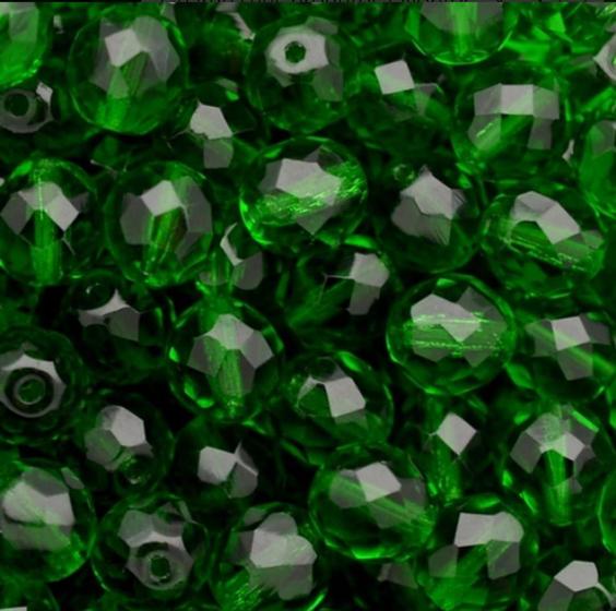 Imagem de Pacote com 50 contas sextavadas 8mm cristal verde escuro