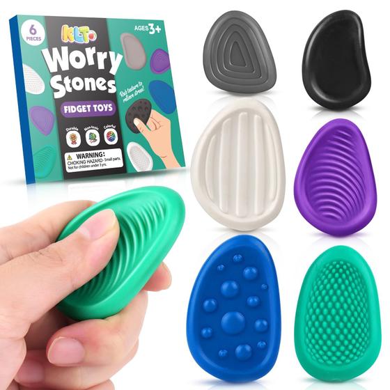 Imagem de Pacote com 6 Fidget Toys KLT Sensory Stone para adultos e crianças