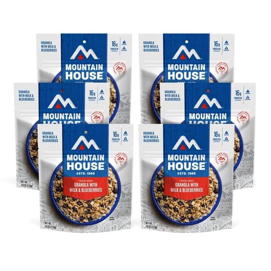 Imagem de Pacote com 6 granola Food Mountain House com leite e mirtilos