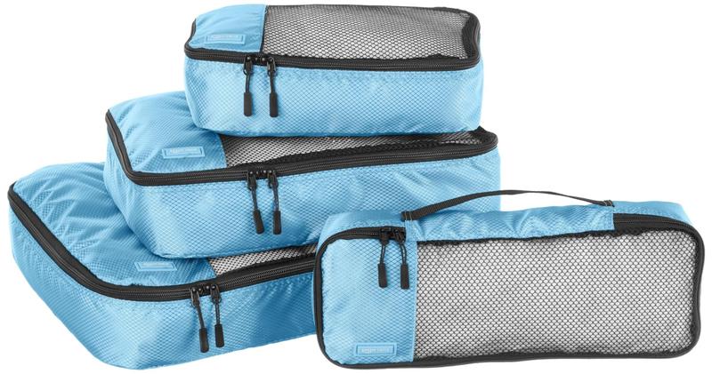 Imagem de Pacote Cubes Amazon Basics Lightweight Travel, conjunto de 4 peças, azul