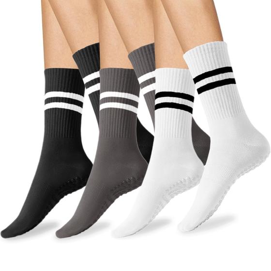 Imagem de Pacote de 3 meias Grip Socks Diu Life para mulheres, ioga e pilates antiderrapantes