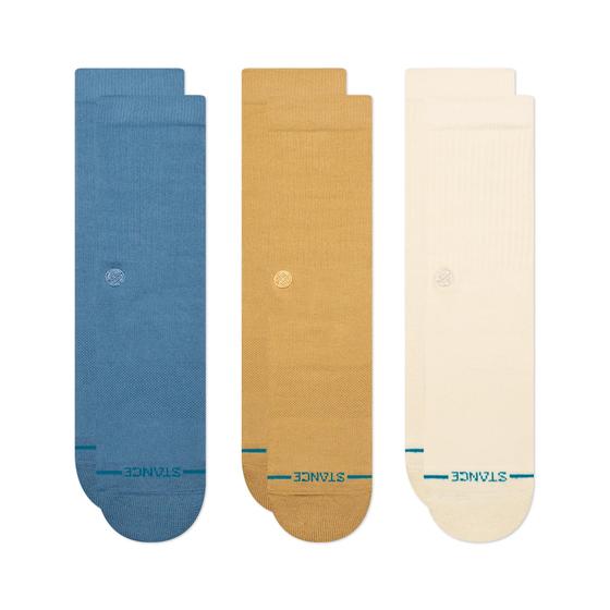 Imagem de Pacote de 3 meias Stance Crew Icon para homens (grandes, creme)