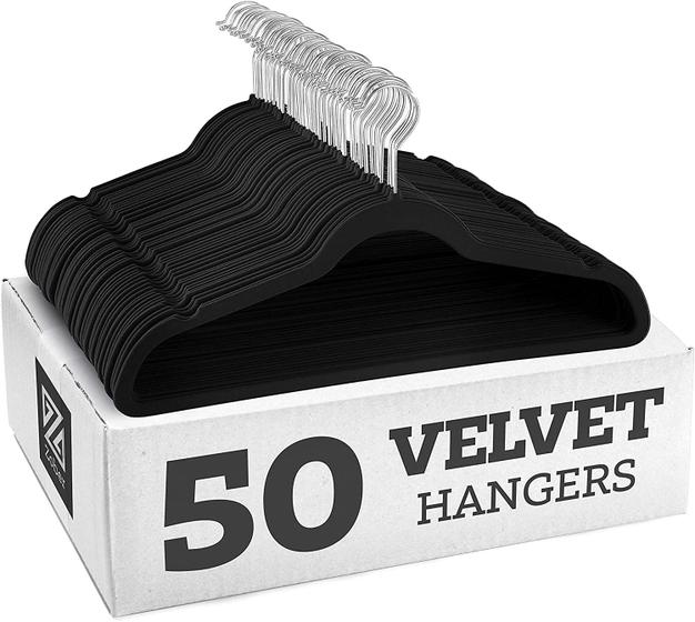 Imagem de Pacote de cabides Ganchos Velvet com 50 cabides de qualidade premium