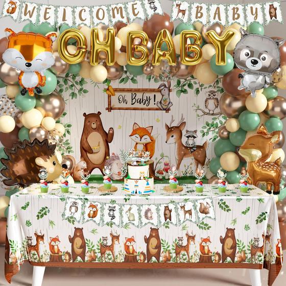 Imagem de Pacote de decoração de festa Woodland Animals 106 unidades Boramdo