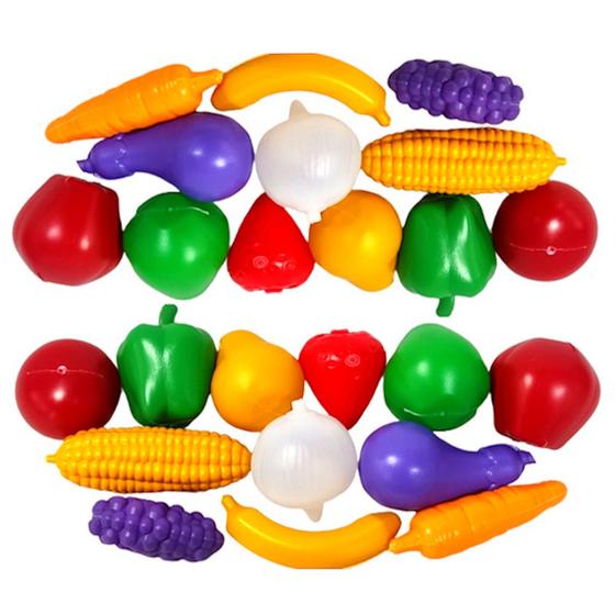 Imagem de Pacote de Legumes Vegetais Frutas para Cozinha Comidinha Infantil Meninas 24 pçs