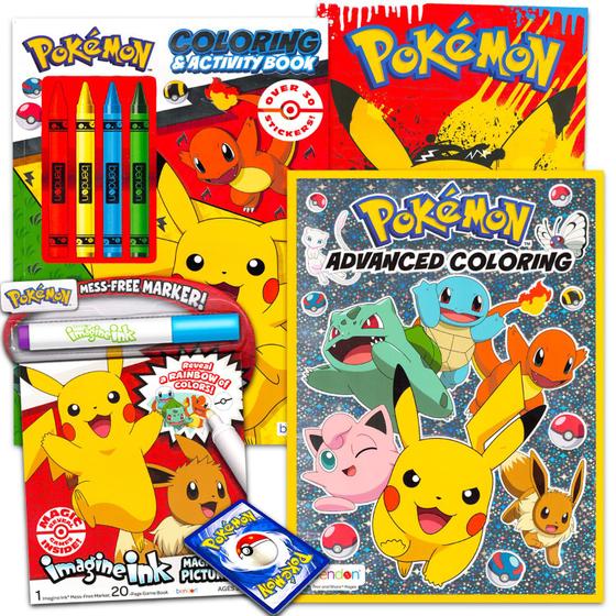 Imagem de Pacote de livros para colorir Pokémon Kids 4-8 anos com pôster e cartões
