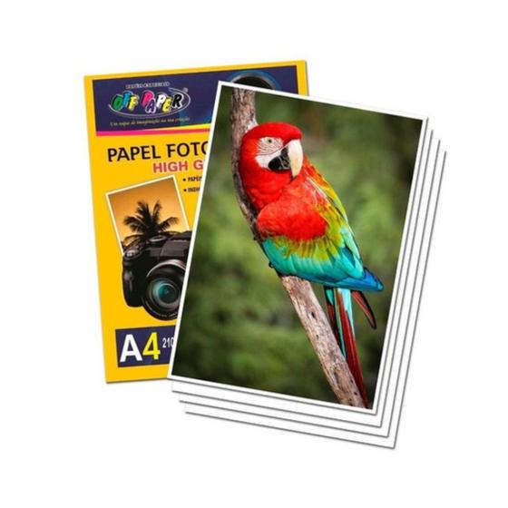 Pacote de Papel Fotográfico A4 180g Brilhante com 50 Folhas Off Paper