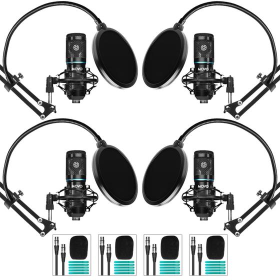 Imagem de Pacote de Podcast Movo Podpak4a com 4 Microfones Cardioides