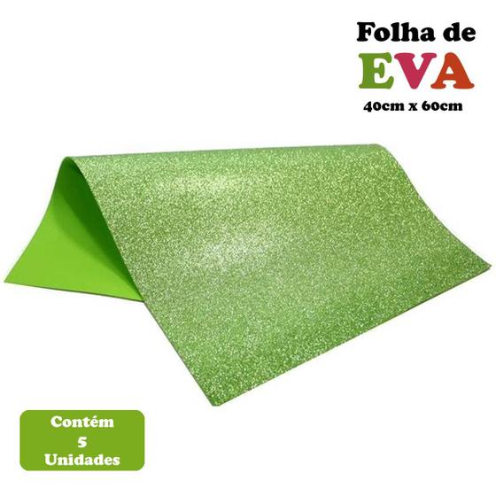 Imagem de Pacote Eva Emborrachado 5 Unidades C/ Glitter 40x60cm