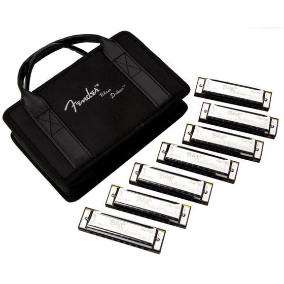 Imagem de Pacote Harmonica Fender Blues Deluxe de 7 com estojo (C, G, A, D, F, E, Bb)