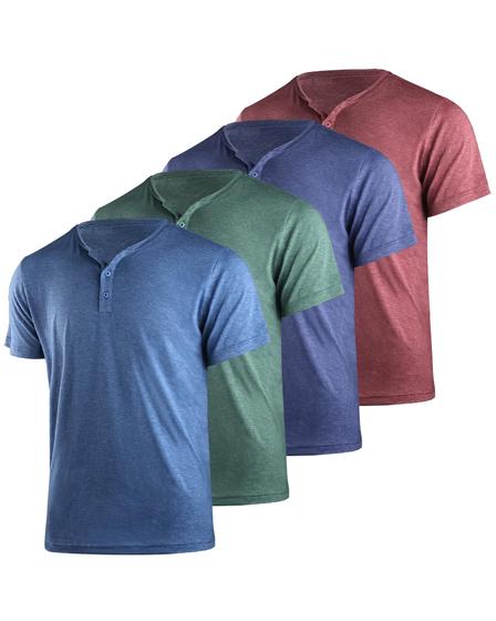 Imagem de Pacote múltiplo Henley Top Liloak de manga curta para homens, pacote com 4