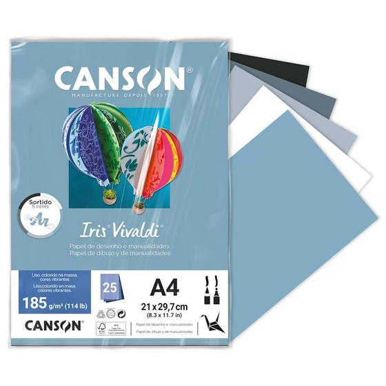 Imagem de Pacote Papel Canson Iris Vivaldi A4 25 folhas 185g/m2 (sortidos)