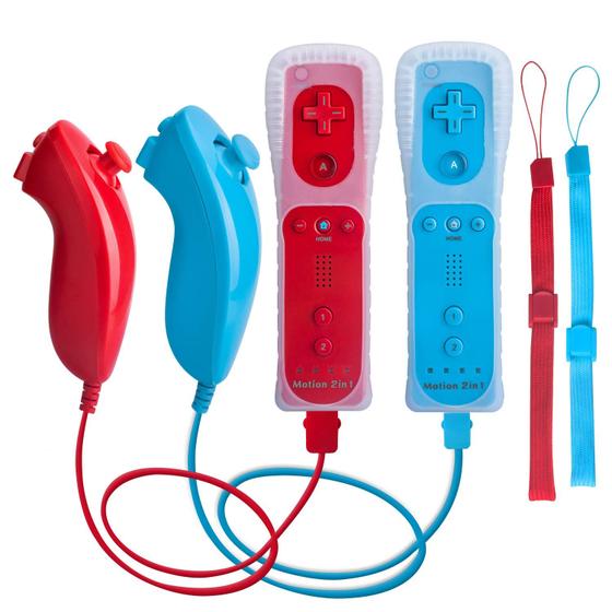 Imagem de Pacotes de 2 controladores Wii TechKen Motion Plus com Nunchucks