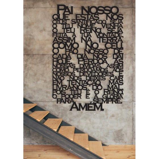 Imagem de Pai Nosso Versão Evangélico GG 90x60cm LETTERING em Madeira Mdf Aplique de Parede