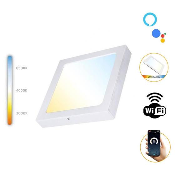 Imagem de Painel 18W LED Quadrado Sobrepor Inteligente Smart Wi-Fi Bivolt