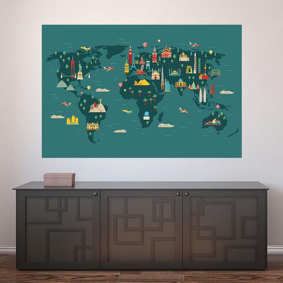 Painel Adesivo de Parede - Mapa Mundi - Mundo - 1818pnm - Allodi Imagem de Painel Adesivo de Parede - Mapa Mundi - Mundo - 1818pnm
