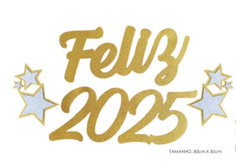 Imagem de Painel Ano Novo Feliz 2025 Estrelas EVA Glitter Vivarte - Inspire sua Festa Loja