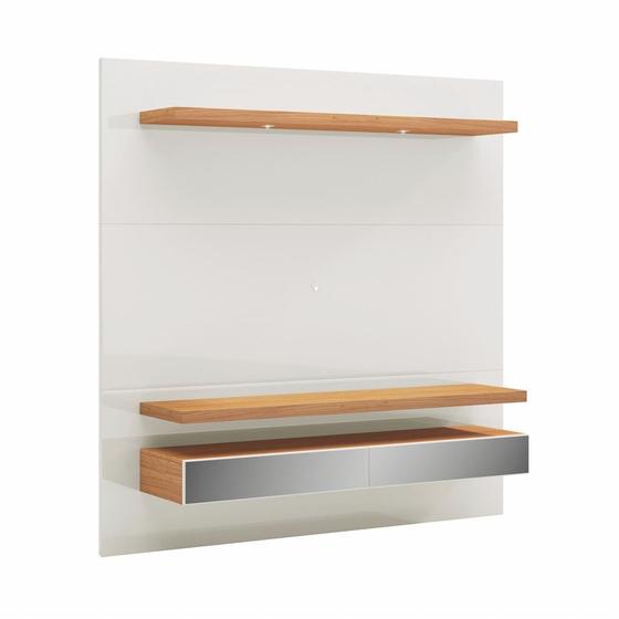 Imagem de Painel Bancada Suspensa Para TV Até 60 Pol. TB107E Com LED 2 Gavetas Off White/Freijó - Pradel